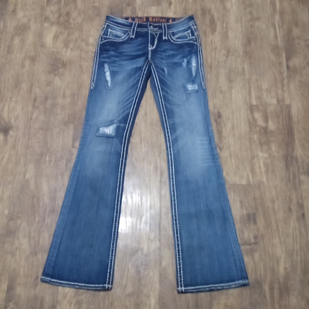 Rock Revival Women's 26 Bootcut Johanna Embellished Distressed NWOT